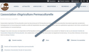 Permakultur-Landwirtschaft Webseite auf Französisch